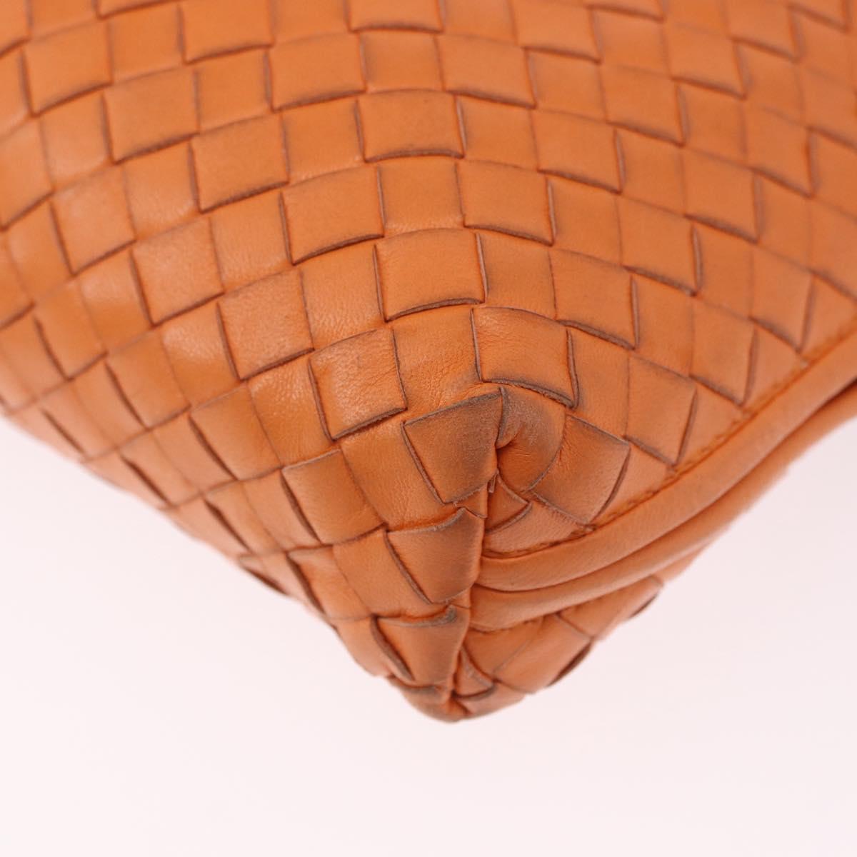 BOTTEGA VENETA INTRECCIATO Shoulder Bag Leather Orange Gold Auth BA14353