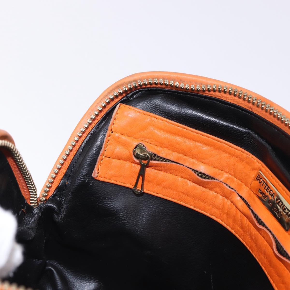 BOTTEGA VENETA INTRECCIATO Shoulder Bag Leather Orange Gold Auth BA14353