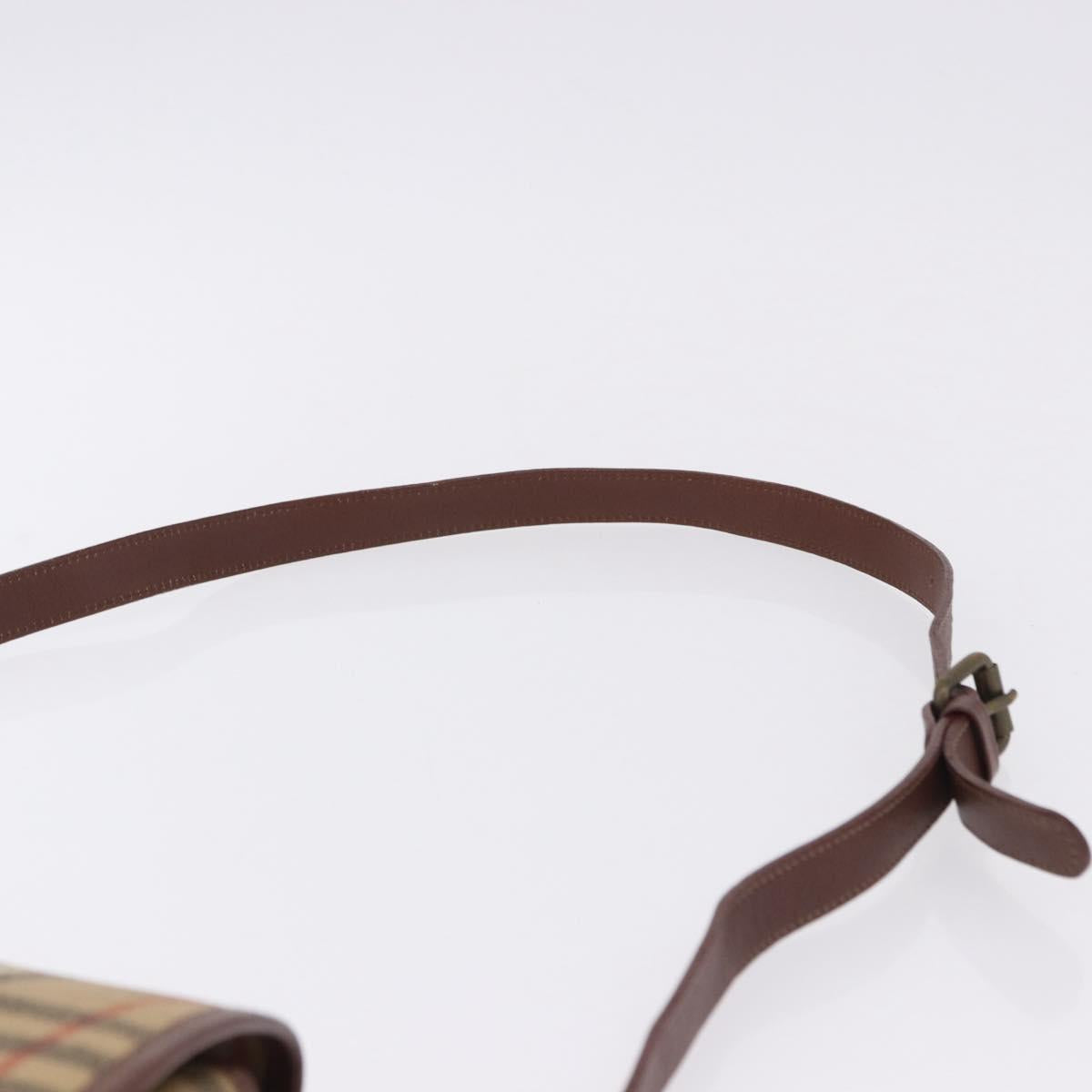 Burberrys Nova Check Shoulder Bag PVC Beige Gold Auth BA14355