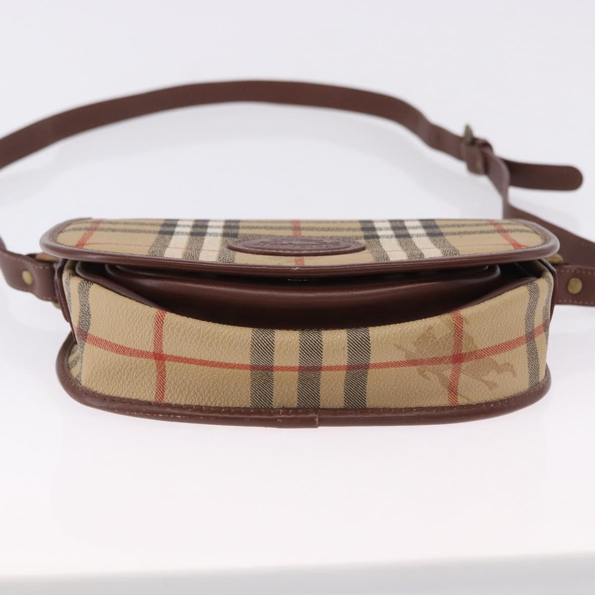 Burberrys Nova Check Shoulder Bag PVC Beige Gold Auth BA14355