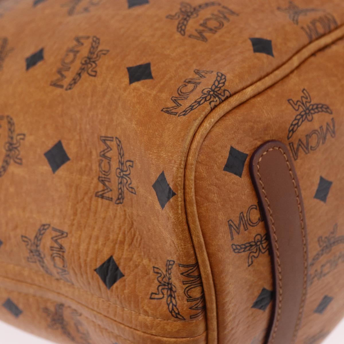 MCM Vicetos Logogram Tote Bag PVC Leather Brown Gold Auth BA14361