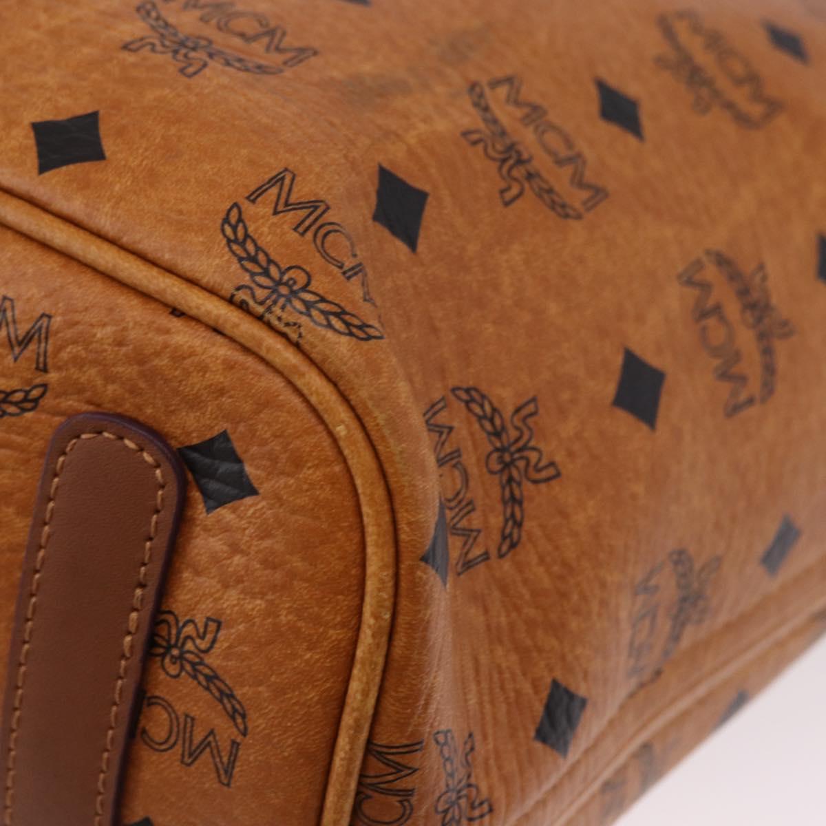 MCM Vicetos Logogram Tote Bag PVC Leather Brown Gold Auth BA14361