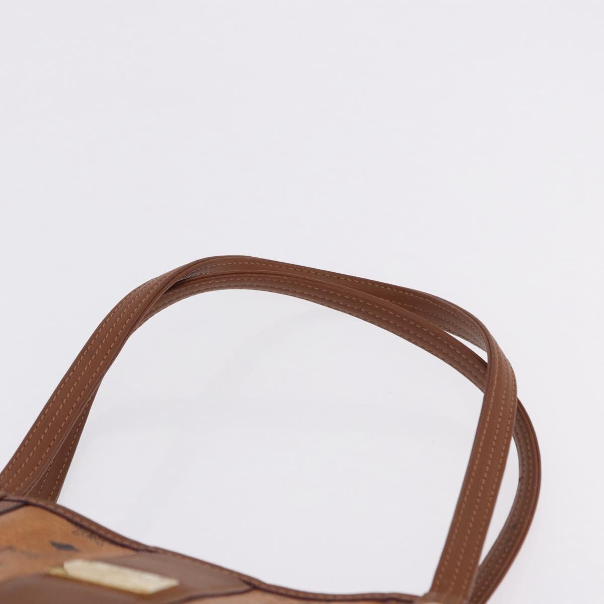 MCM Vicetos Logogram Tote Bag PVC Leather Brown Gold Auth BA14361