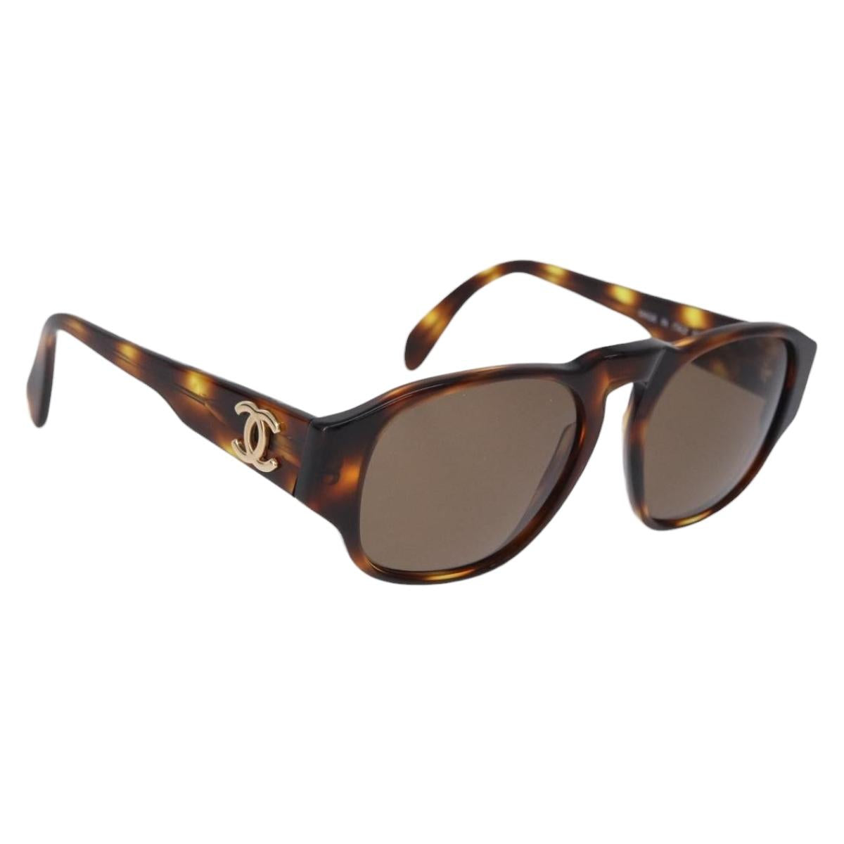 CHANEL Sunglasses plastic Brown CC Auth BA14362M