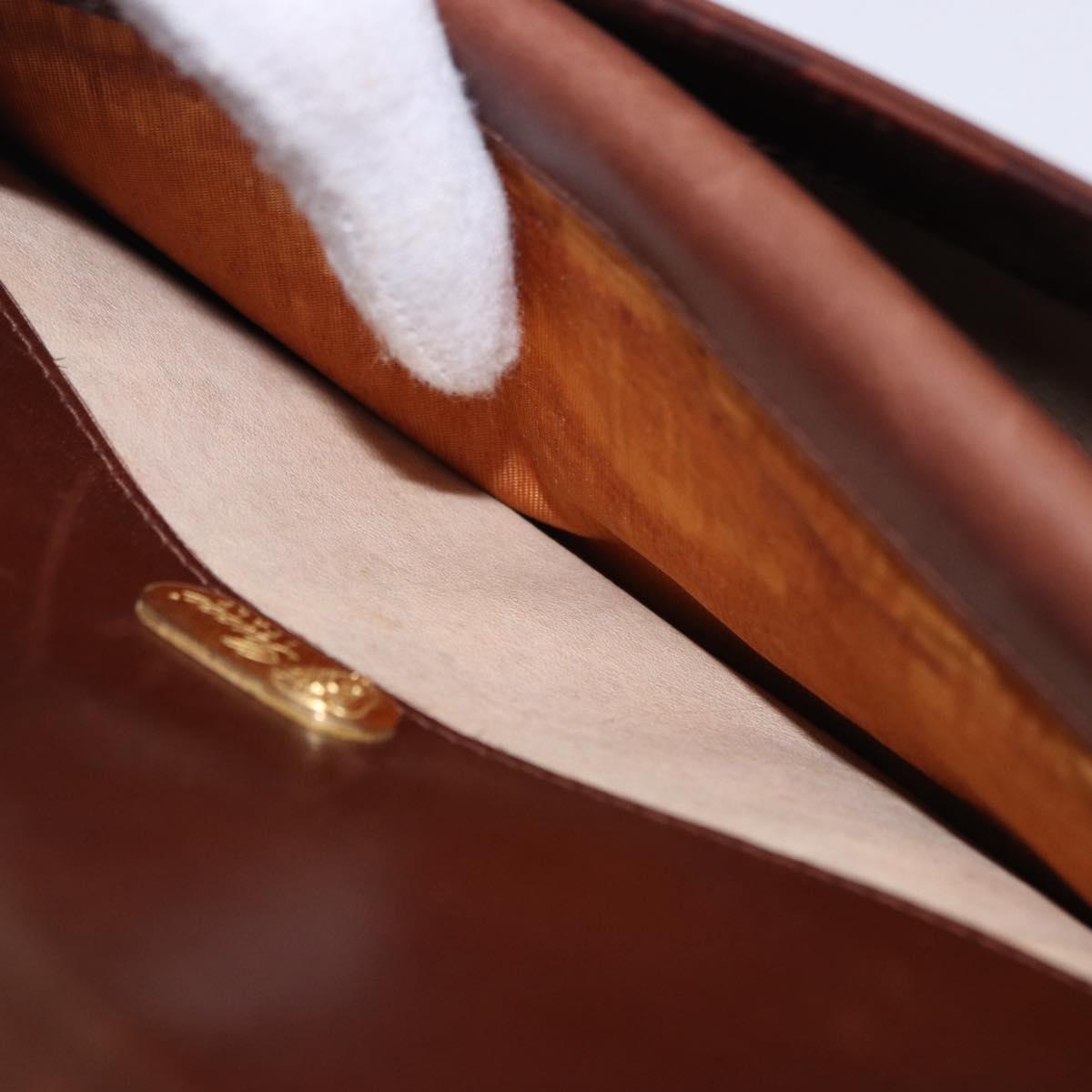 GUCCI Shoulder Bag Leather Brown Gold Auth BA14363A