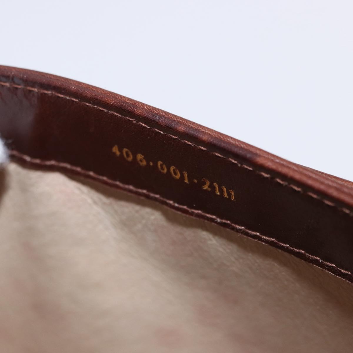 GUCCI Shoulder Bag Leather Brown Gold Auth BA14363A