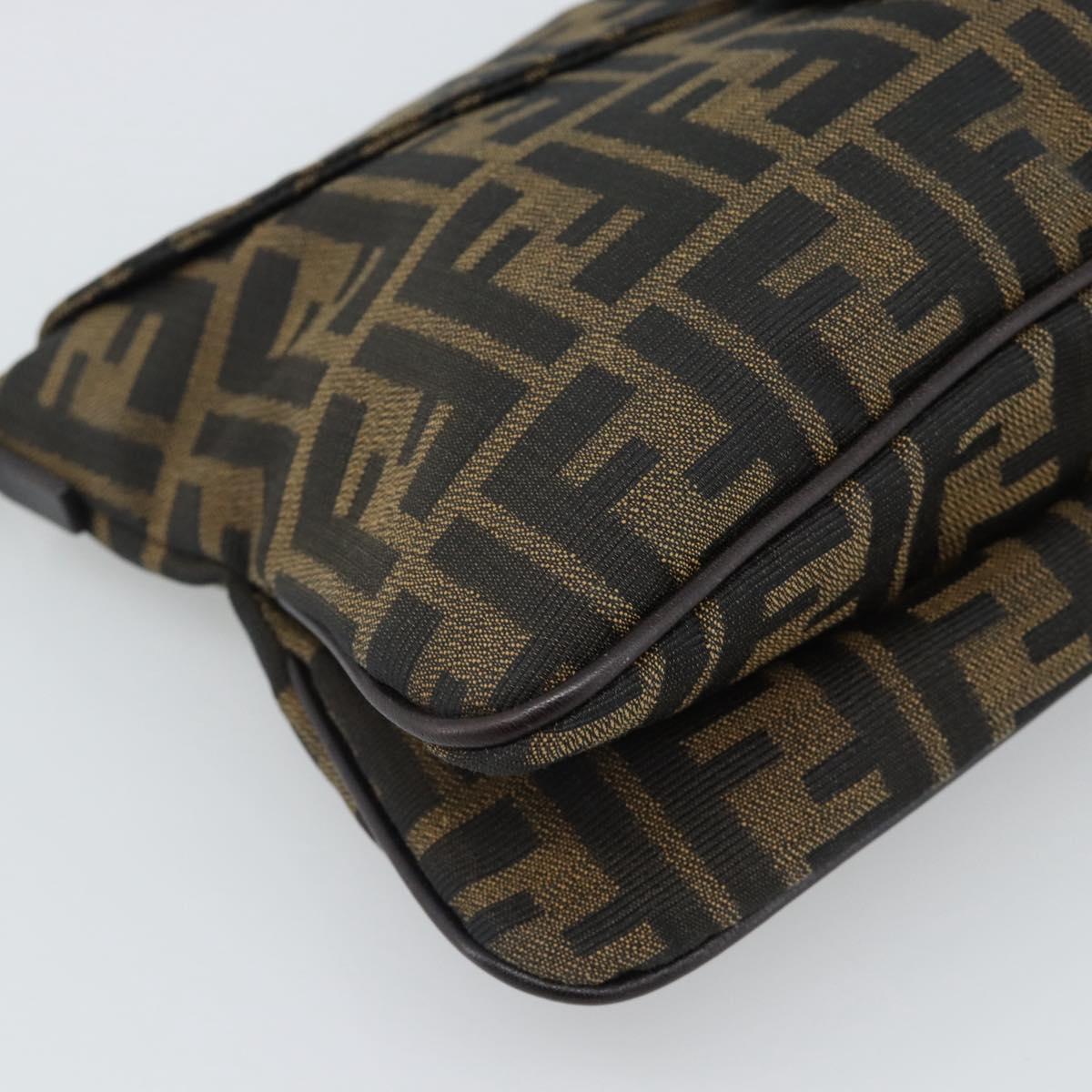 FENDI Zucca Canvas Mamma Baguette Shoulder Bag Brown Black Auth BA14364SAV