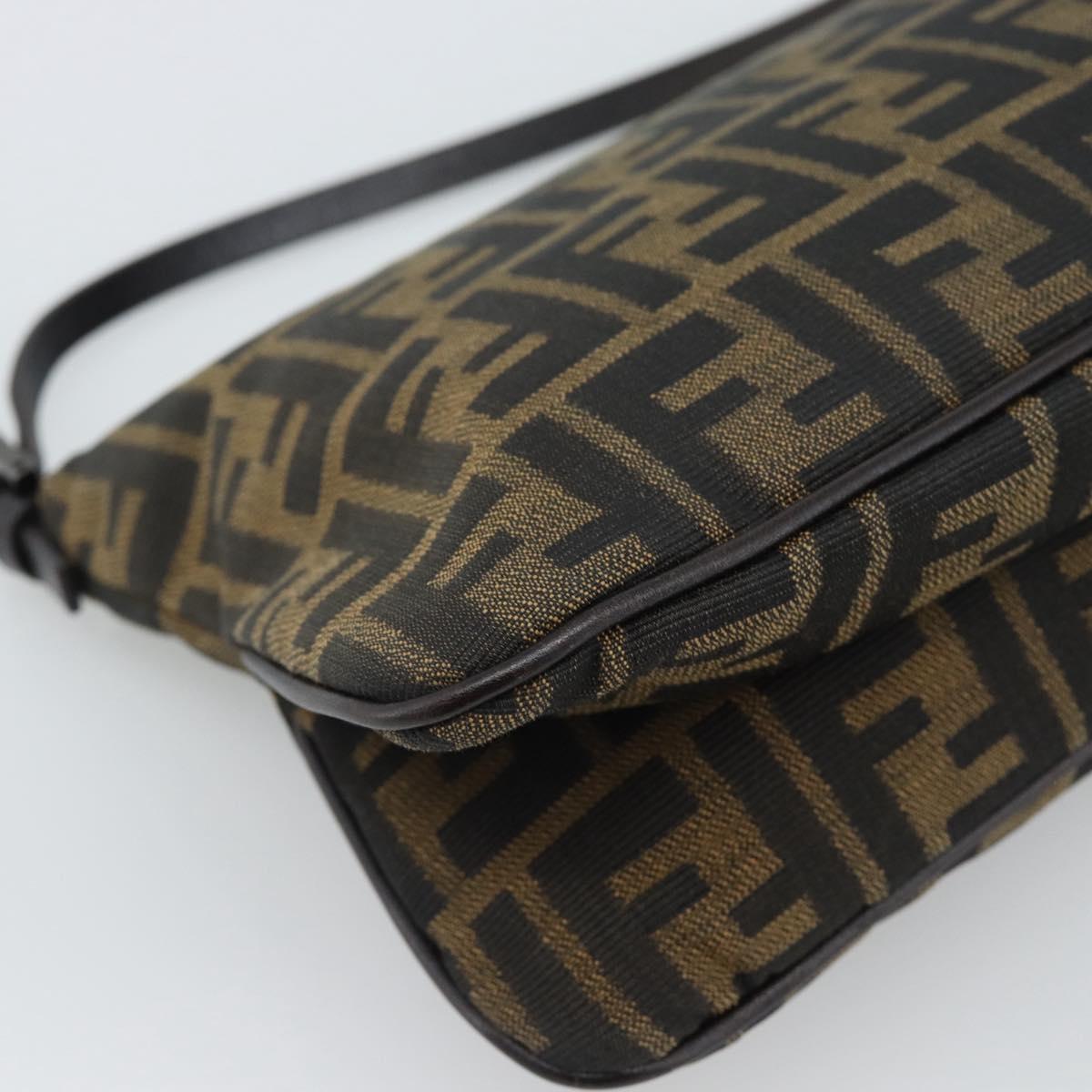 FENDI Zucca Canvas Mamma Baguette Shoulder Bag Brown Black Auth BA14364SAV