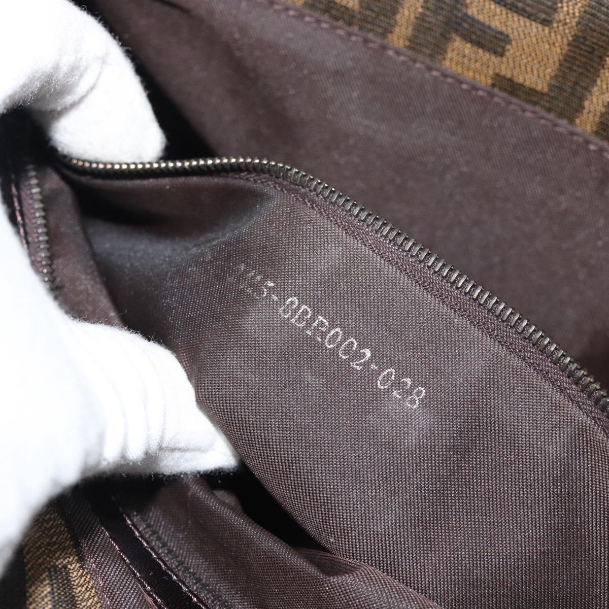 FENDI Zucca Canvas Mamma Baguette Shoulder Bag Brown Black Auth BA14364SAV