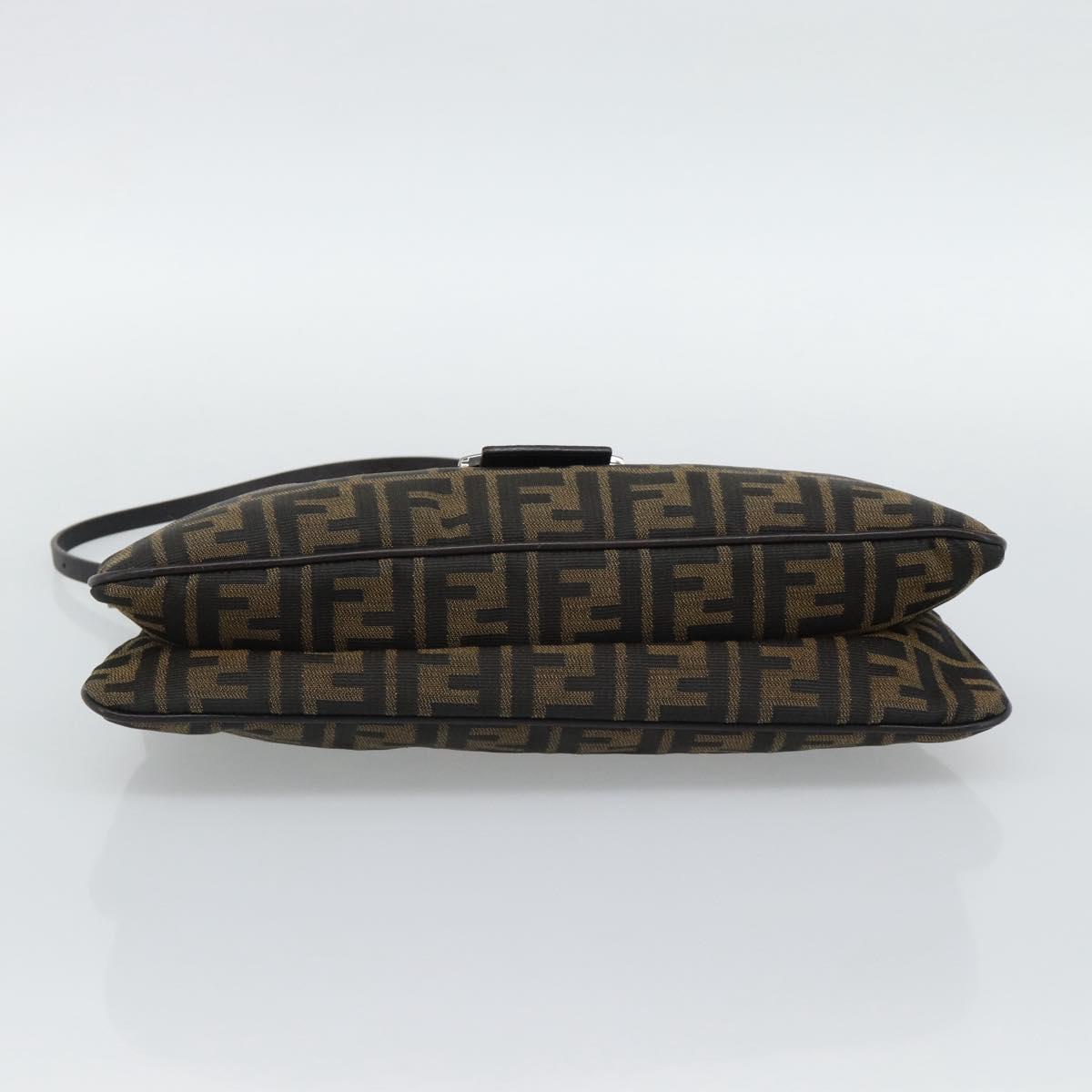 FENDI Zucca Canvas Mamma Baguette Shoulder Bag Brown Black Auth BA14364SAV