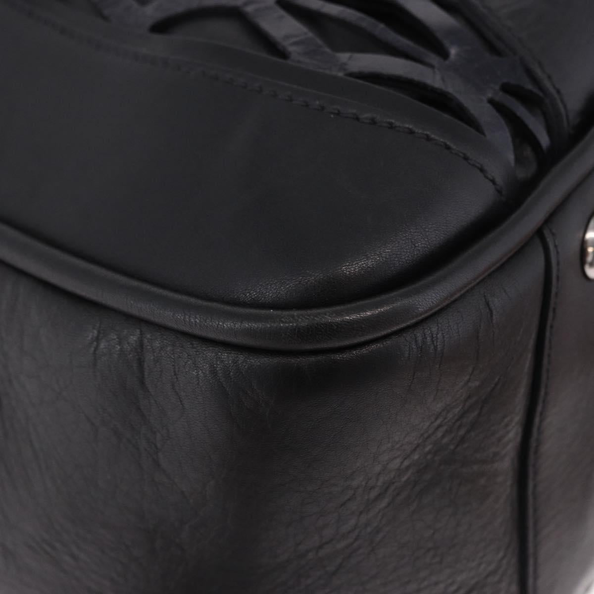 Miu Miu Hand Bag Leather Navy Silver Auth BA14365A