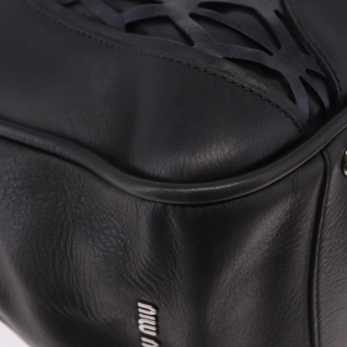 Miu Miu Hand Bag Leather Navy Silver Auth BA14365A