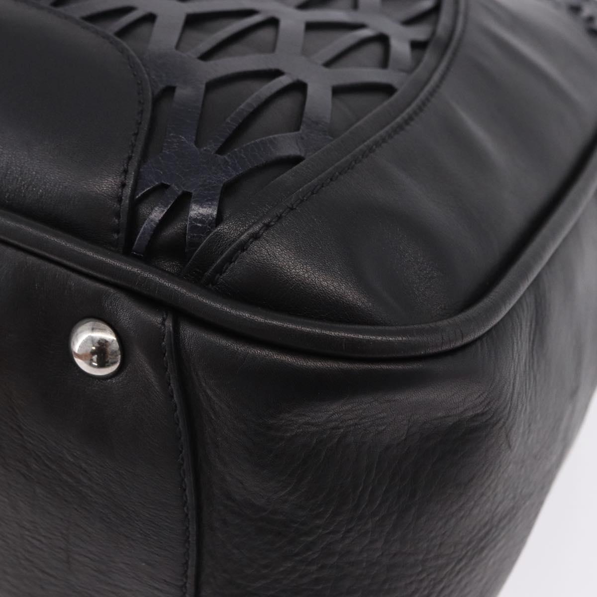 Miu Miu Hand Bag Leather Navy Silver Auth BA14365A