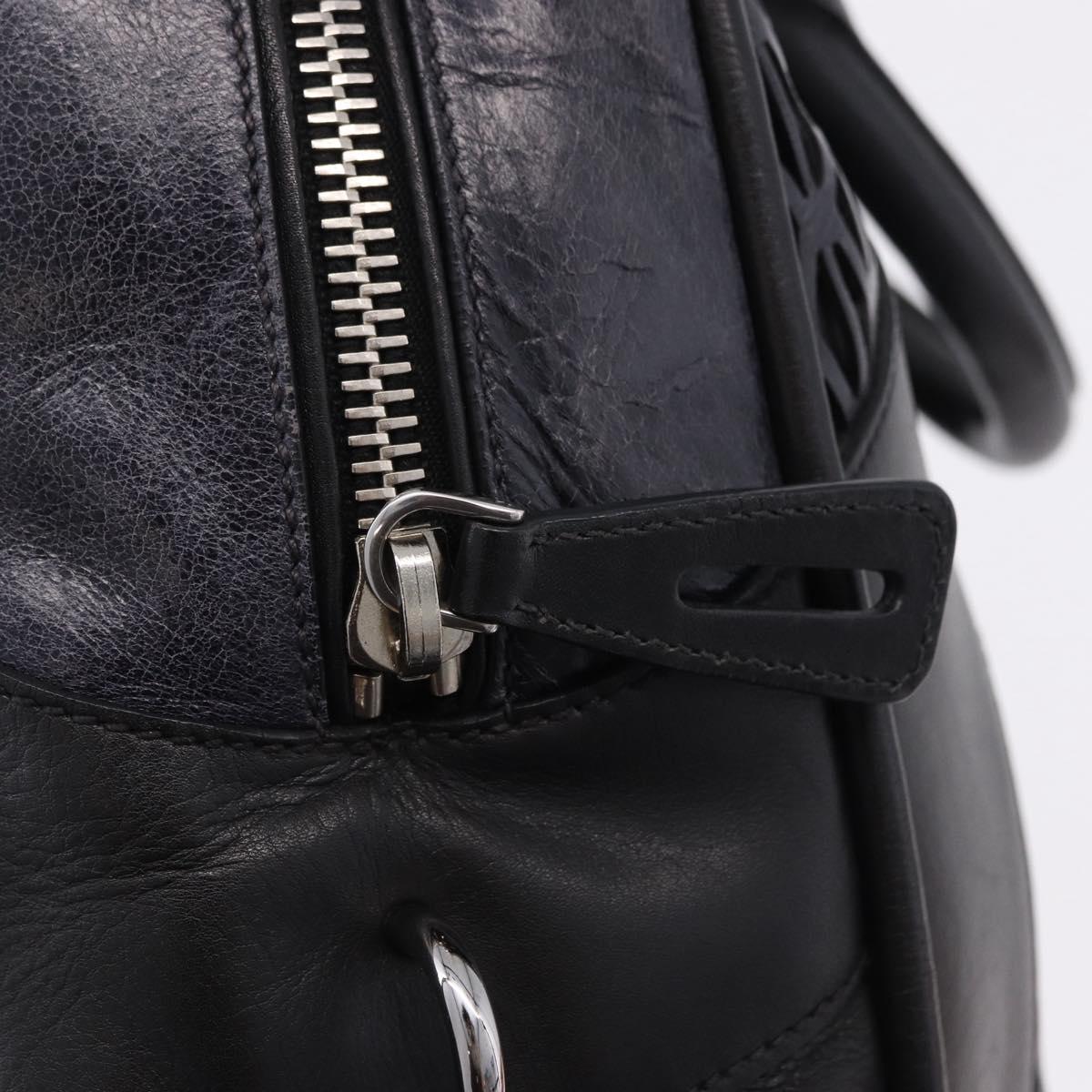 Miu Miu Hand Bag Leather Navy Silver Auth BA14365A