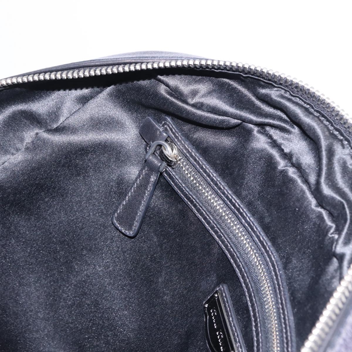 Miu Miu Hand Bag Leather Navy Silver Auth BA14365A