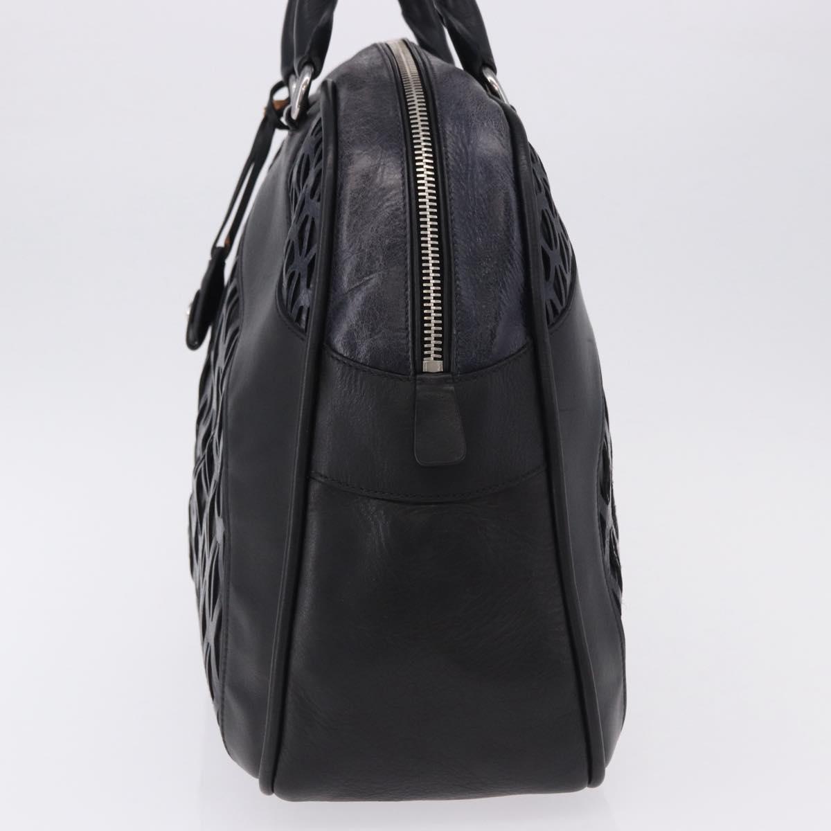 Miu Miu Hand Bag Leather Navy Silver Auth BA14365A