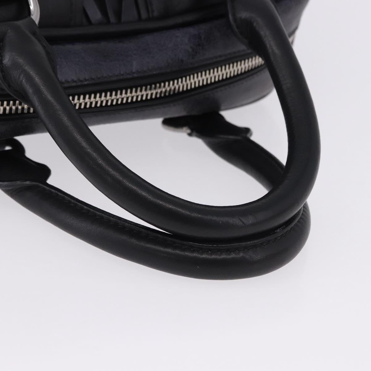 Miu Miu Hand Bag Leather Navy Silver Auth BA14365A