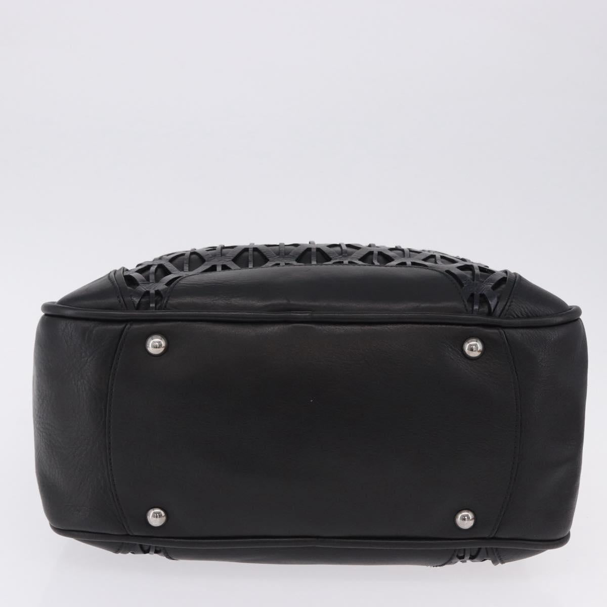 Miu Miu Hand Bag Leather Navy Silver Auth BA14365A