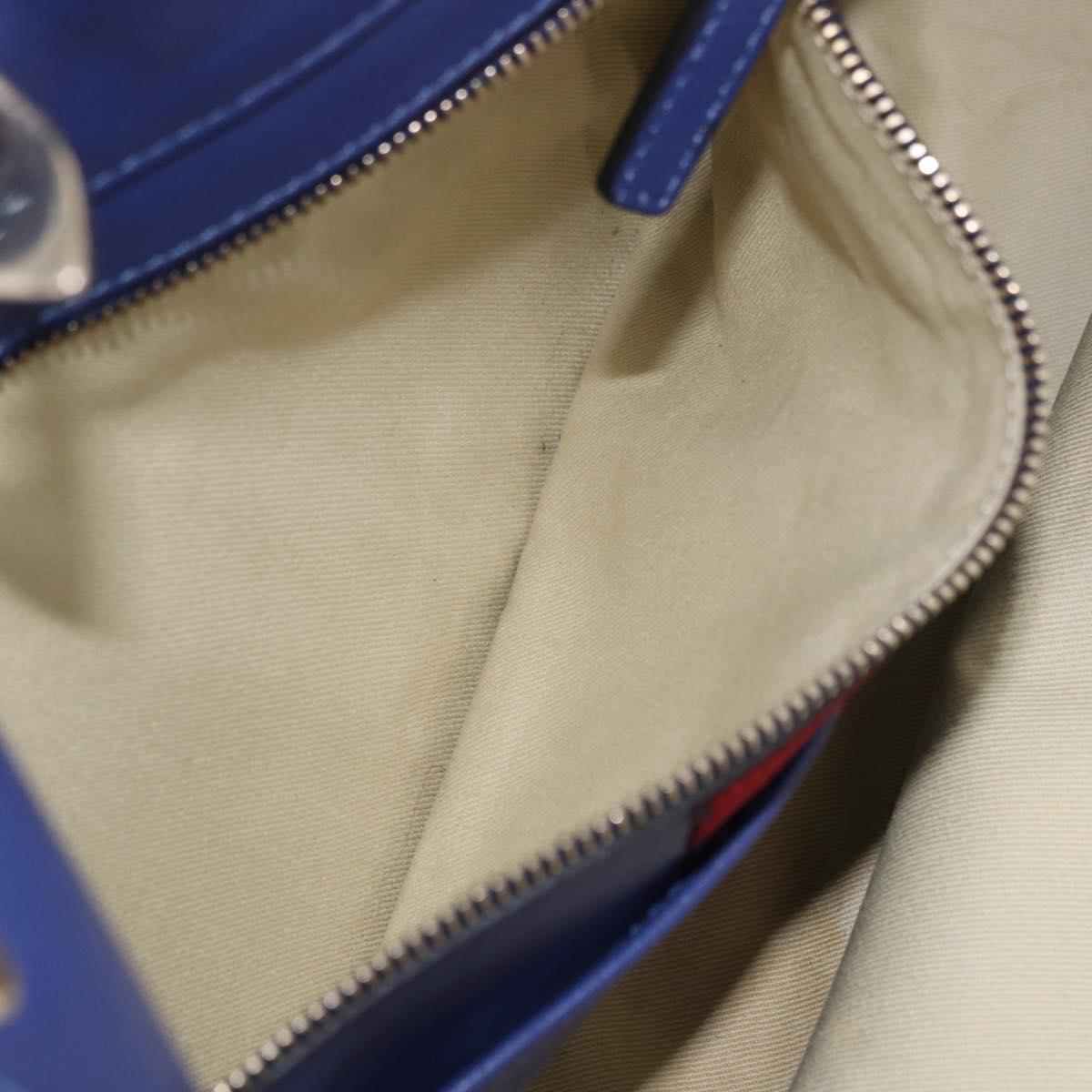 VALENTINO Rock Studs Hand Bag Leather 2way Blue Gold Auth BA14368