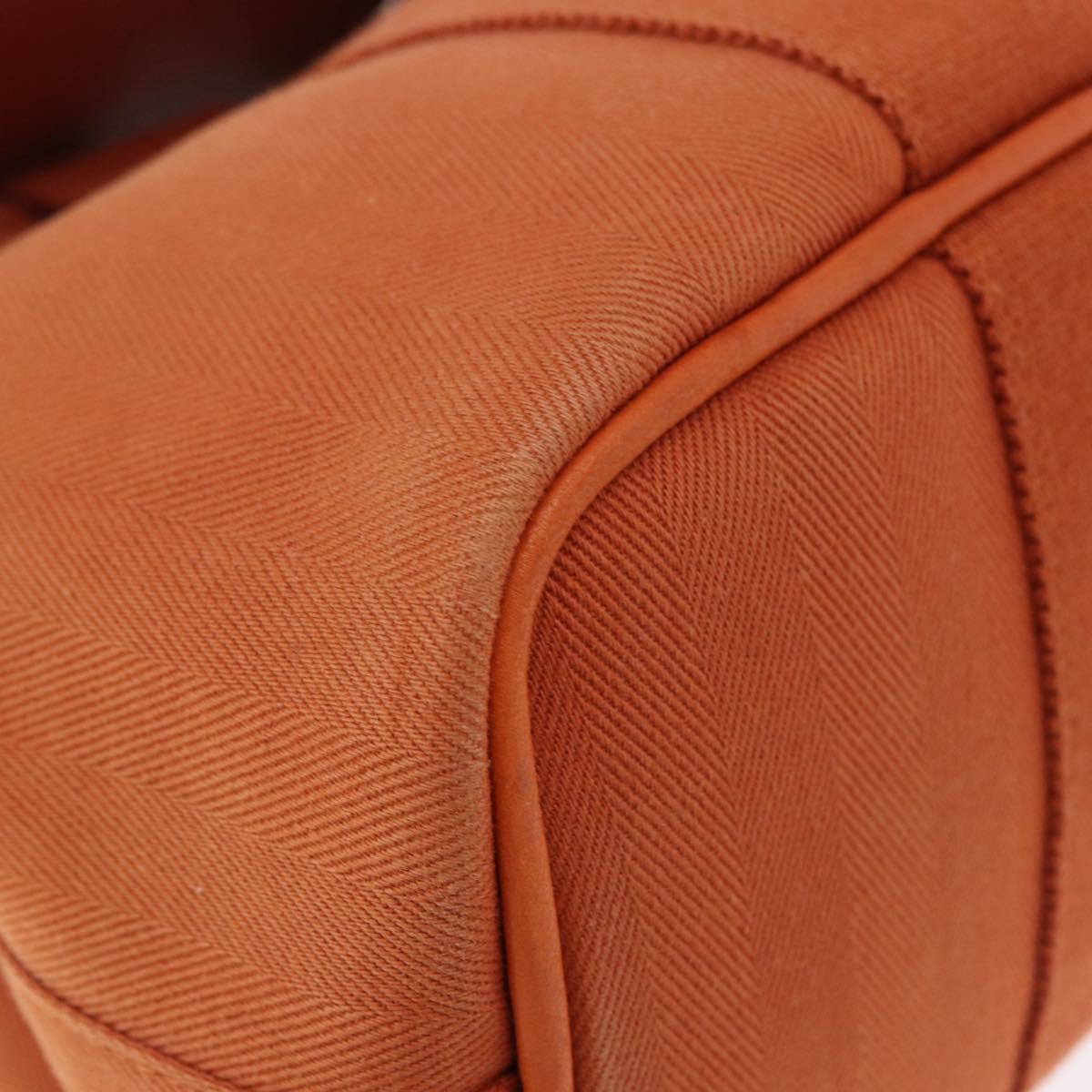 HERMES Valparaiso PM Hand Bag Canvas Leather Orange Silver Auth BA14369
