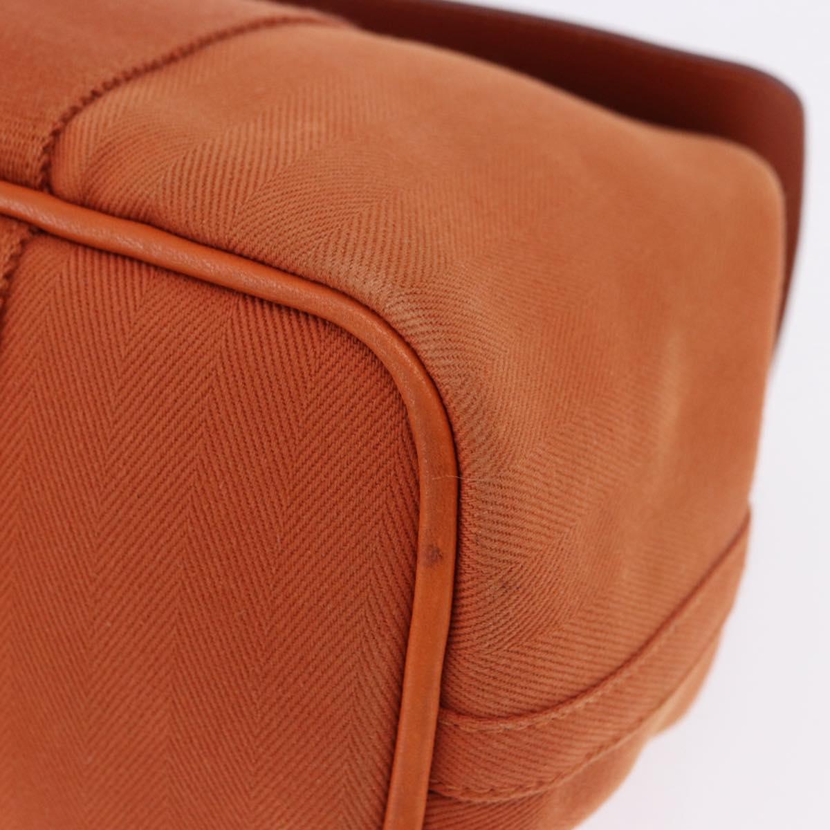 HERMES Valparaiso PM Hand Bag Canvas Leather Orange Silver Auth BA14369