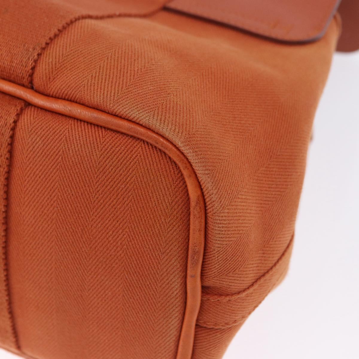 HERMES Valparaiso PM Hand Bag Canvas Leather Orange Silver Auth BA14369