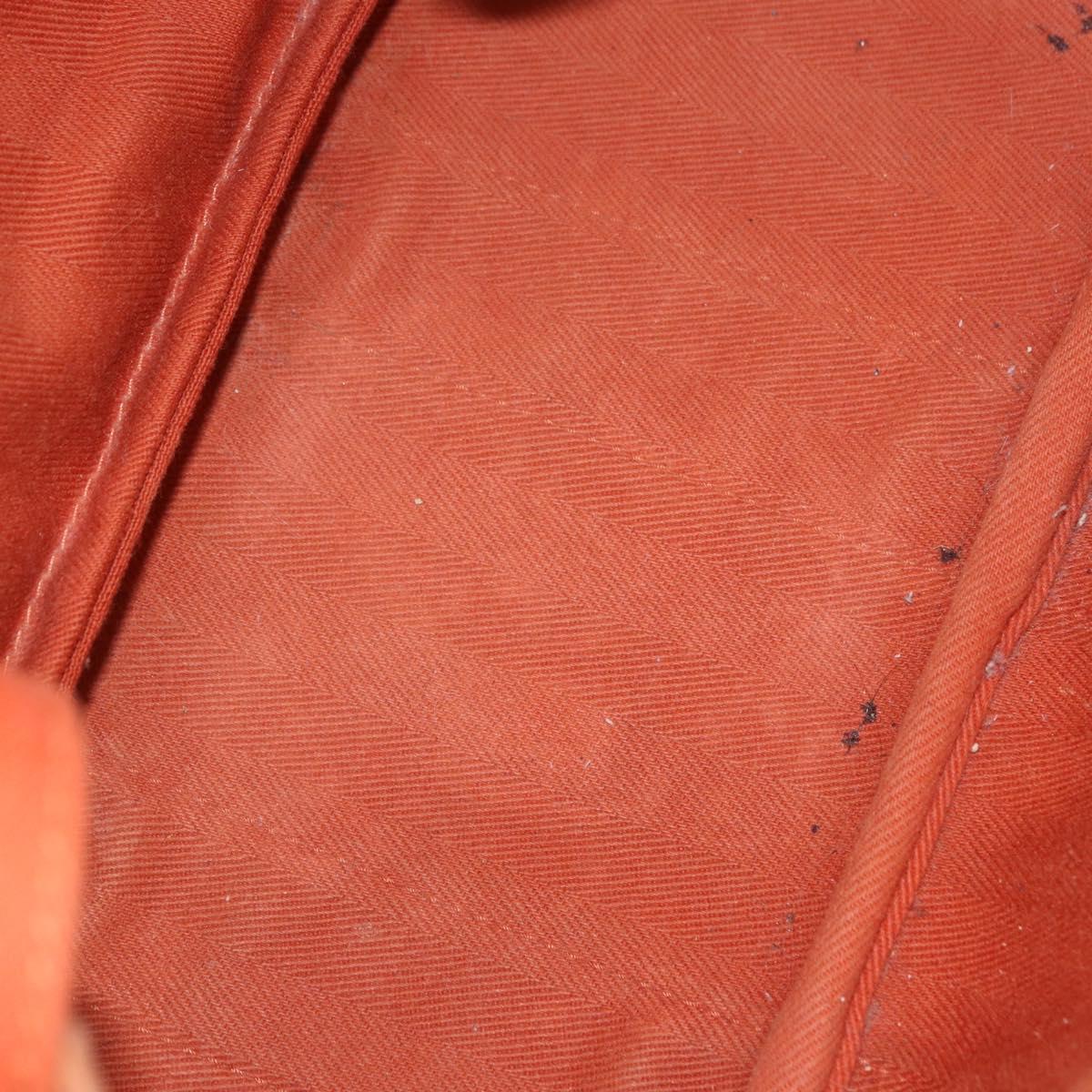 HERMES Valparaiso PM Hand Bag Canvas Leather Orange Silver Auth BA14369