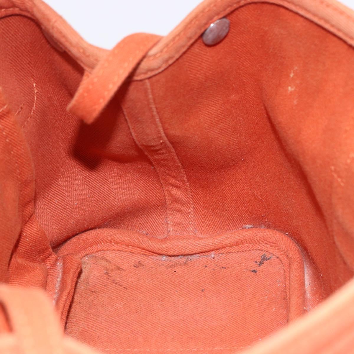 HERMES Valparaiso PM Hand Bag Canvas Leather Orange Silver Auth BA14369