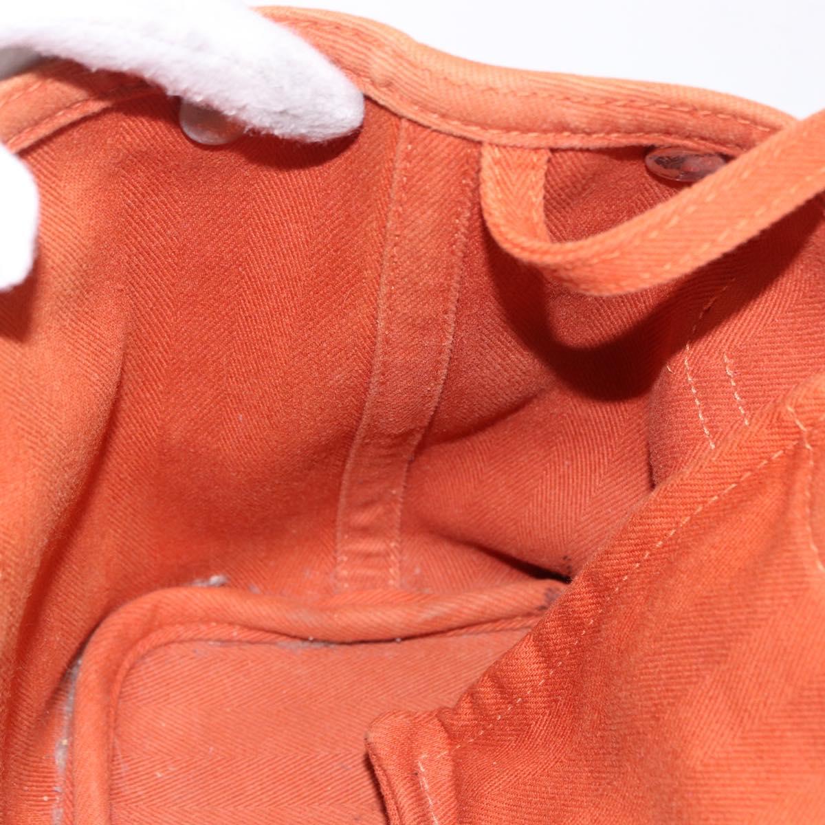 HERMES Valparaiso PM Hand Bag Canvas Leather Orange Silver Auth BA14369