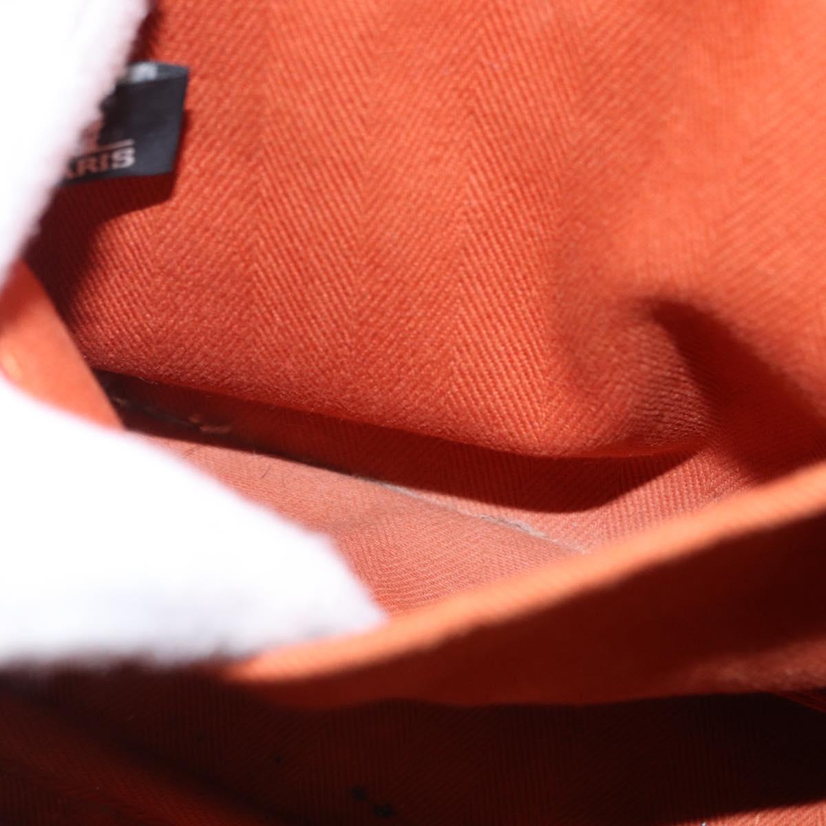 HERMES Valparaiso PM Hand Bag Canvas Leather Orange Silver Auth BA14369
