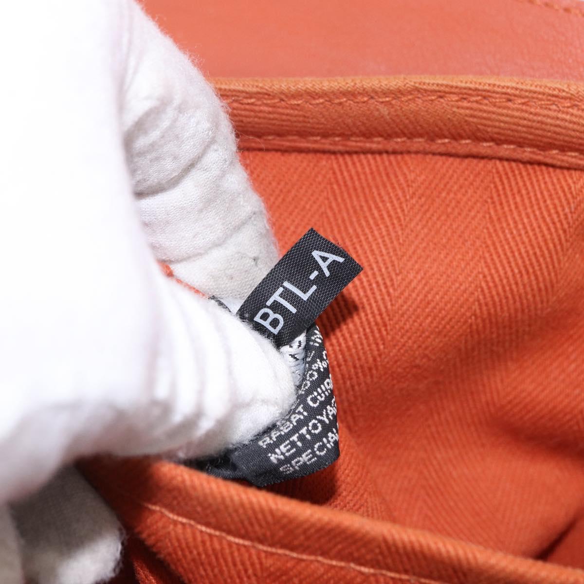 HERMES Valparaiso PM Hand Bag Canvas Leather Orange Silver Auth BA14369