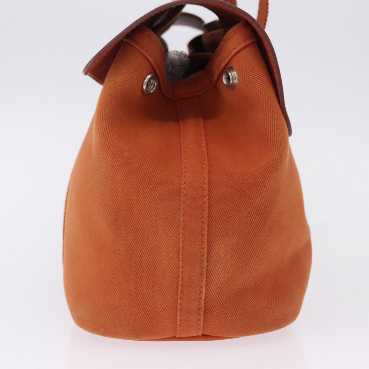 HERMES Valparaiso PM Hand Bag Canvas Leather Orange Silver Auth BA14369