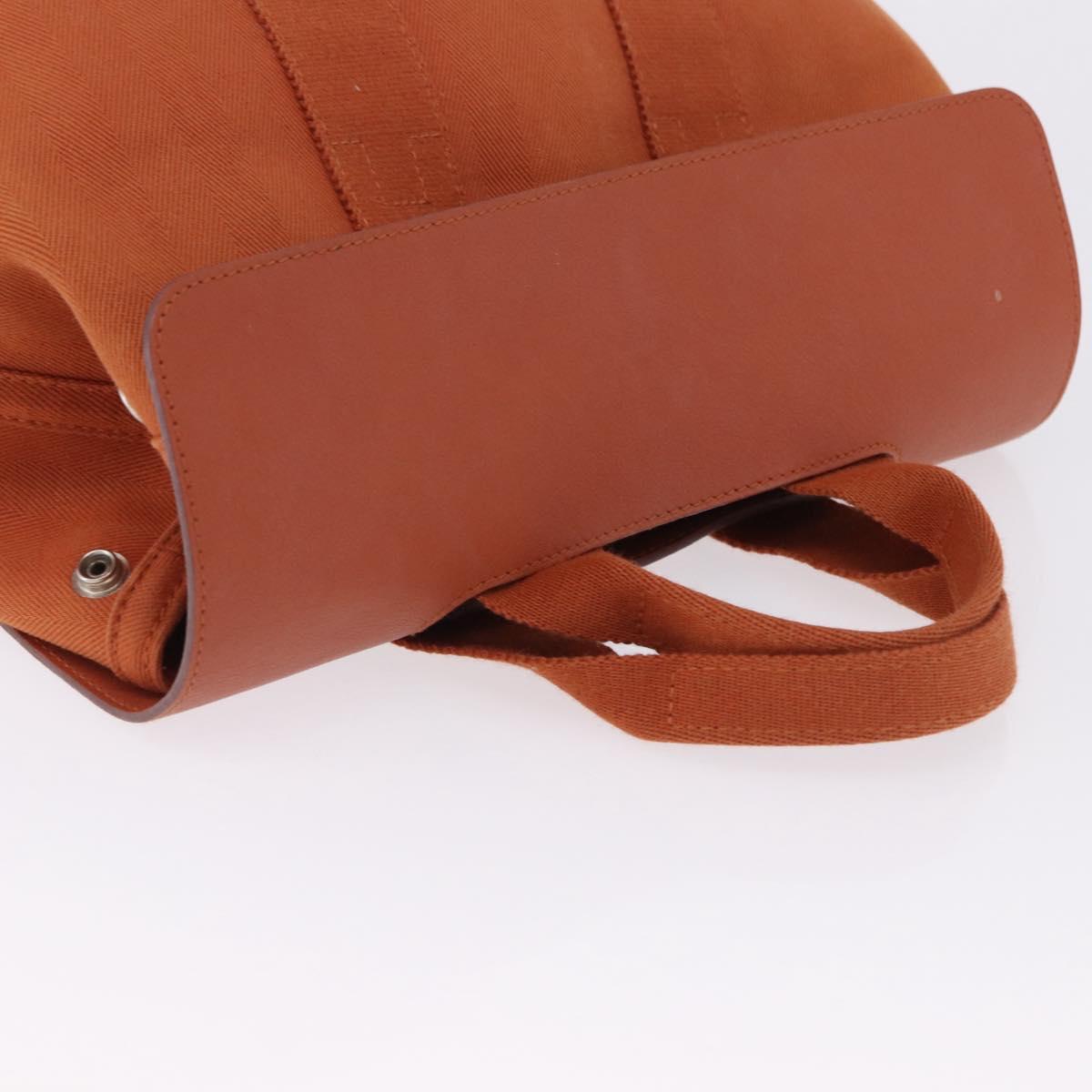 HERMES Valparaiso PM Hand Bag Canvas Leather Orange Silver Auth BA14369