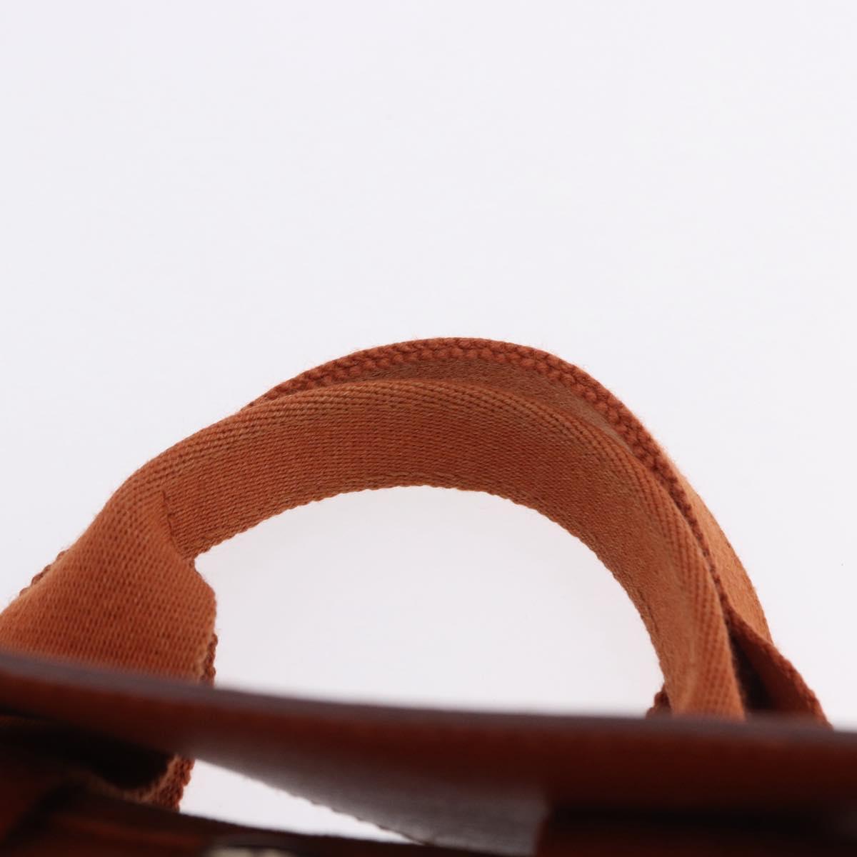 HERMES Valparaiso PM Hand Bag Canvas Leather Orange Silver Auth BA14369