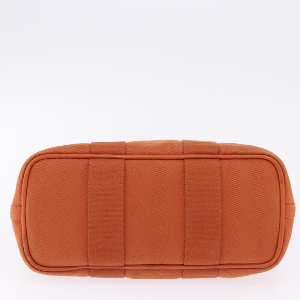 HERMES Valparaiso PM Hand Bag Canvas Leather Orange Silver Auth BA14369