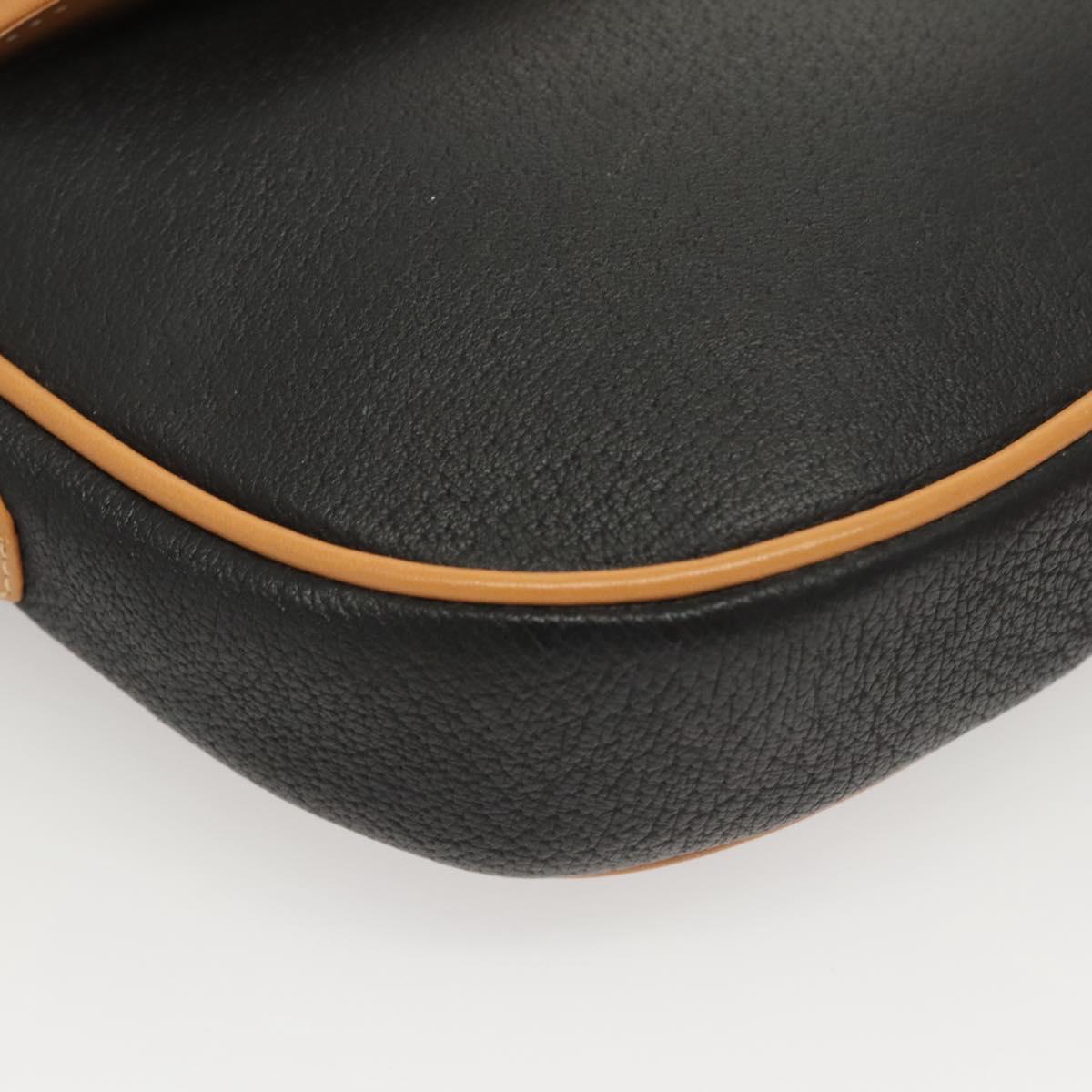 GUCCI Shoulder Bag Leather Black Gold Auth BA1437