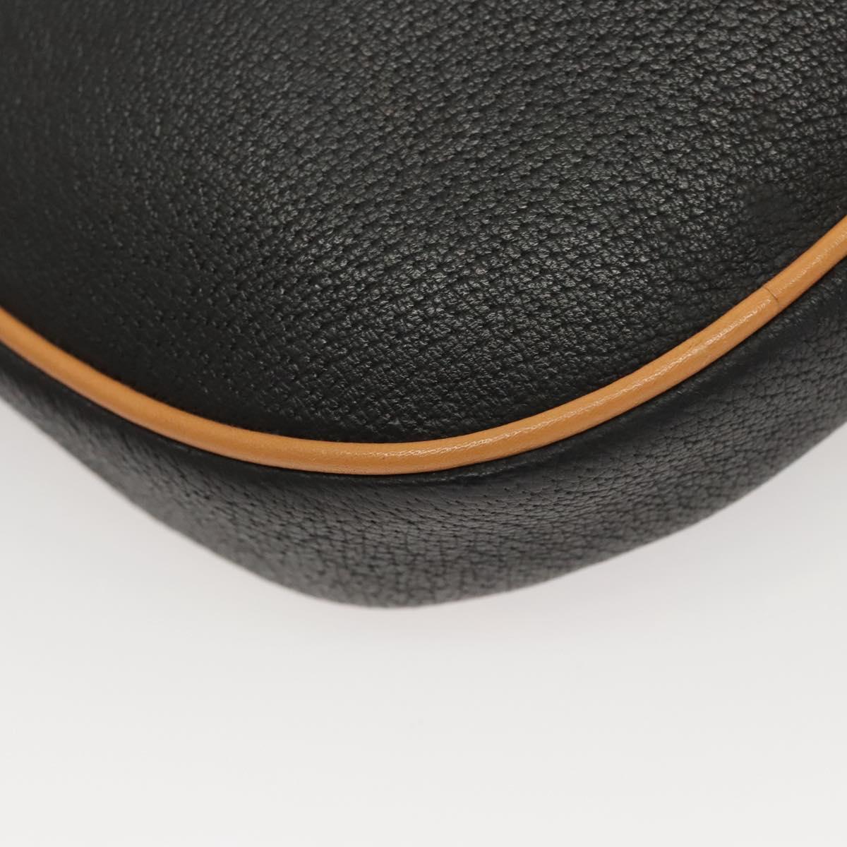 GUCCI Shoulder Bag Leather Black Gold Auth BA1437