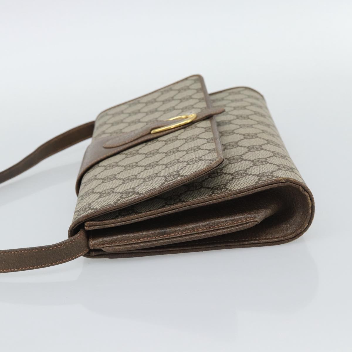 GUCCI GG Supreme Shoulder Bag PVC Beige Gold Auth BA14372
