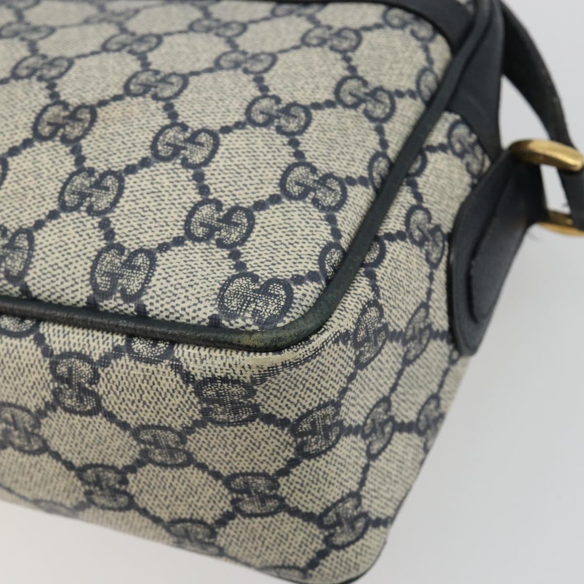 GUCCI GG Supreme Shoulder Bag PVC Navy Gold 001 56 0942 Auth BA14373