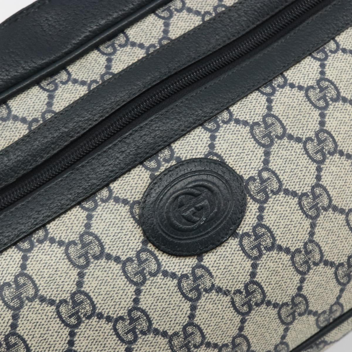 GUCCI GG Supreme Shoulder Bag PVC Navy Gold 001 56 0942 Auth BA14373