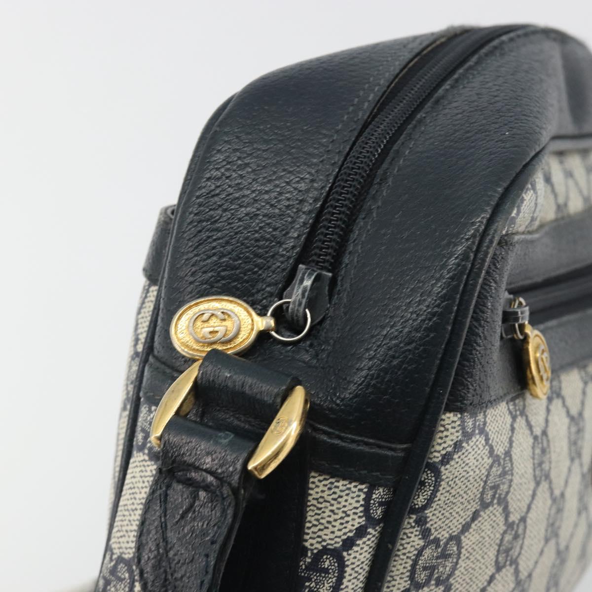 GUCCI GG Supreme Shoulder Bag PVC Navy Gold 001 56 0942 Auth BA14373