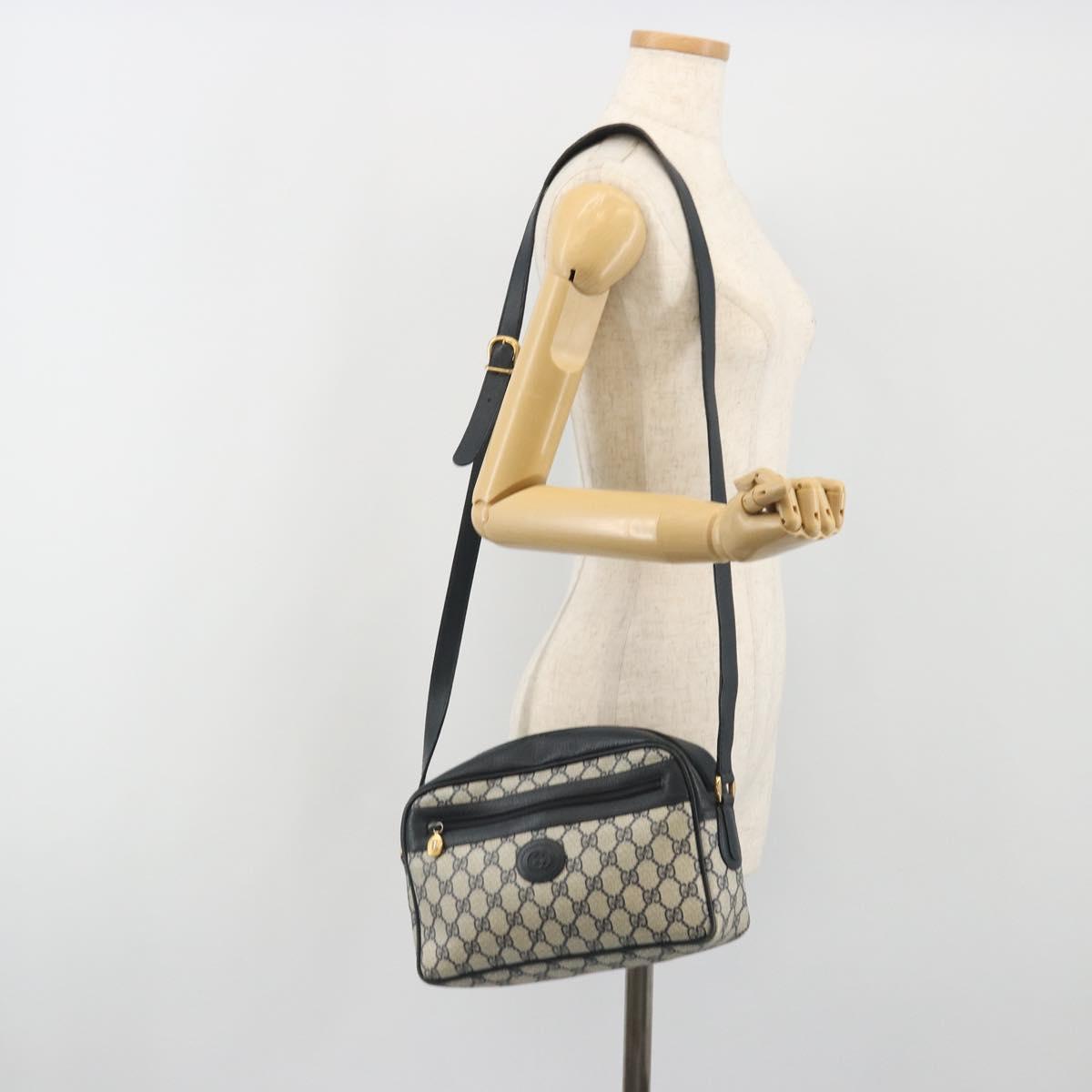 GUCCI GG Supreme Shoulder Bag PVC Navy Gold 001 56 0942 Auth BA14373