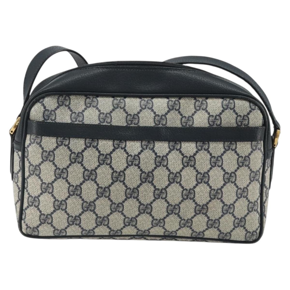 GUCCI GG Supreme Shoulder Bag PVC Navy Gold 001 56 0942 Auth BA14373