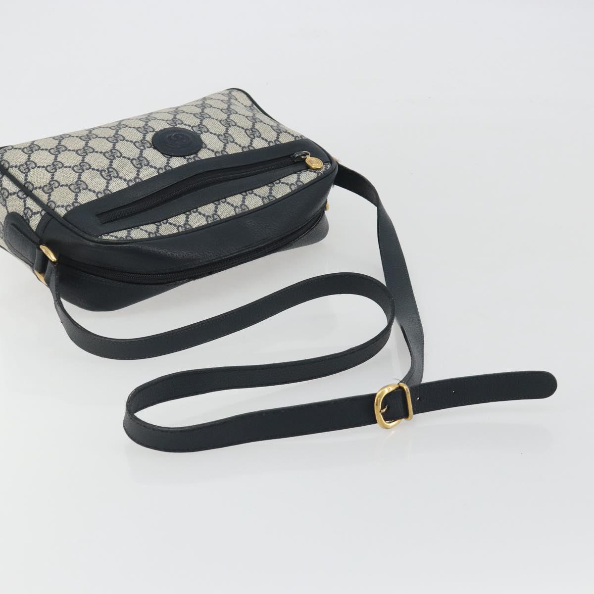 GUCCI GG Supreme Shoulder Bag PVC Navy Gold 001 56 0942 Auth BA14373