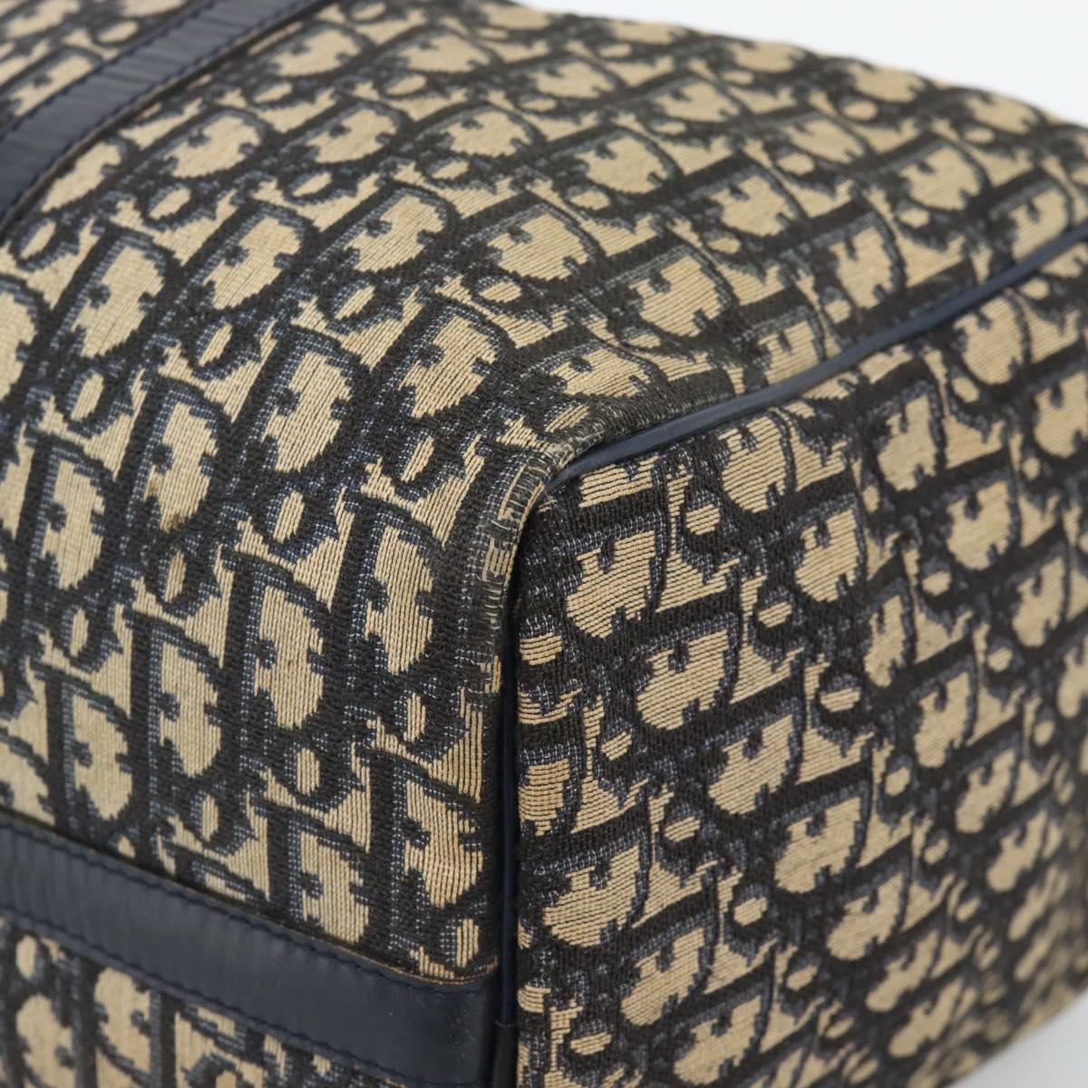 Christian Dior Trotter Canvas Boston Bag Navy Silver Auth BA14375