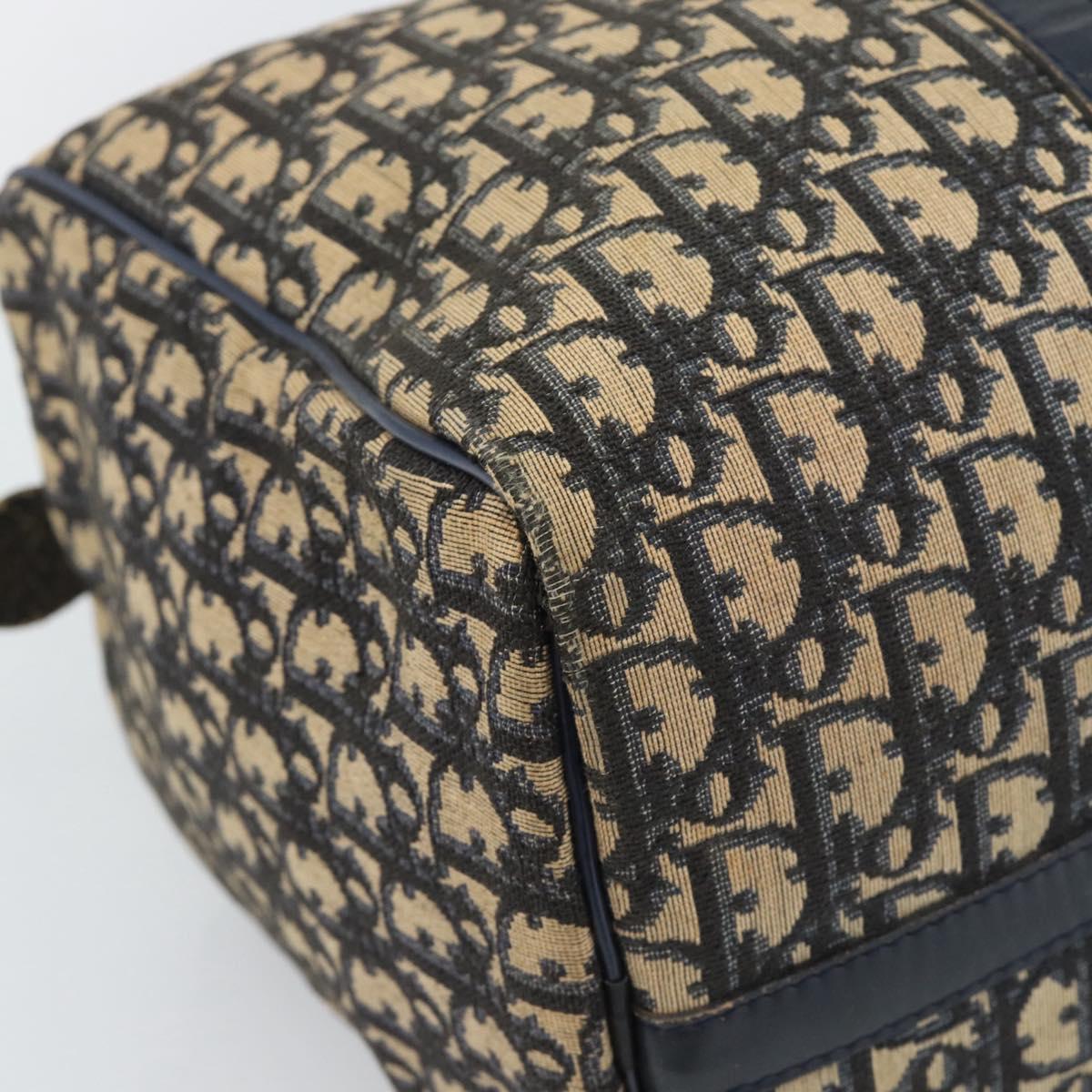 Christian Dior Trotter Canvas Boston Bag Navy Silver Auth BA14375