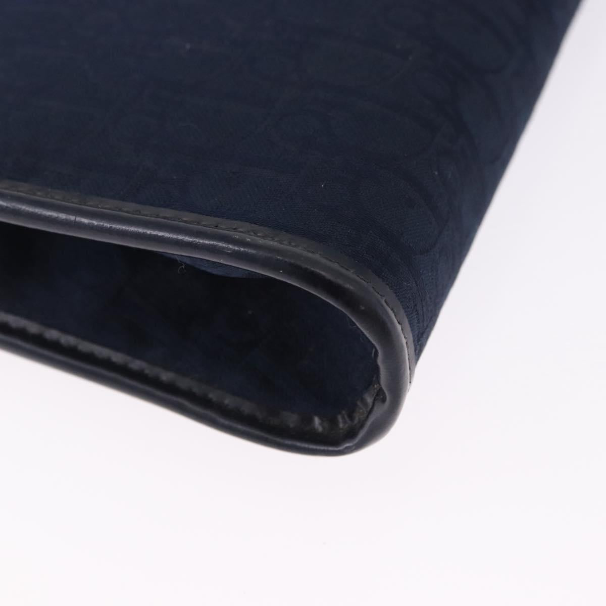 Christian Dior Trotter Canvas Chain Shoulder Bag Navy Gold Auth BA14376