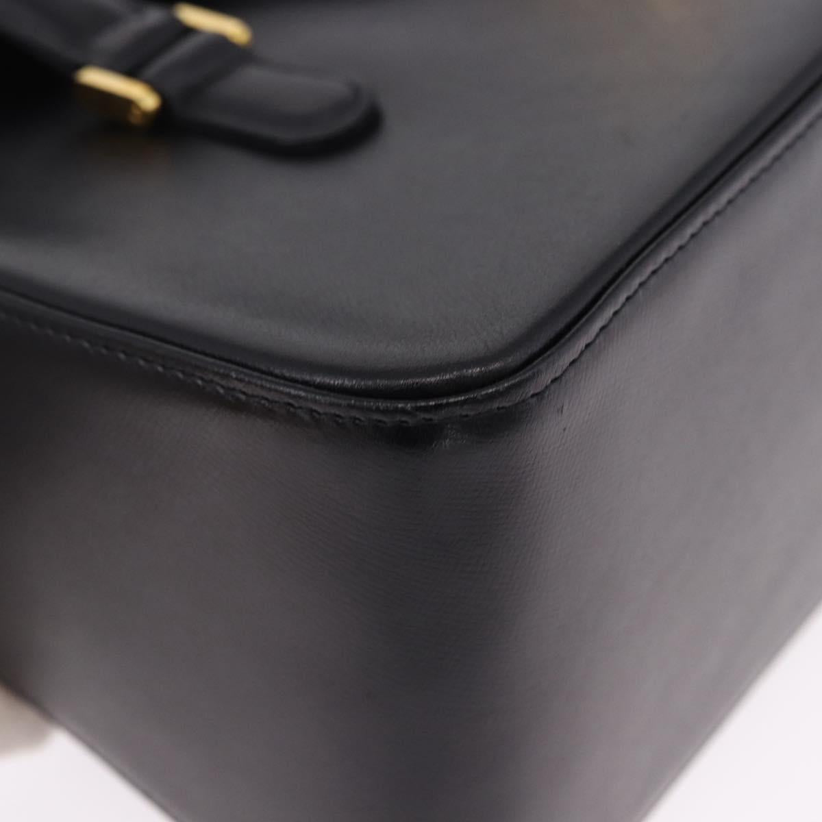 GIVENCHY Hand Bag Leather Black Gold Auth BA14377