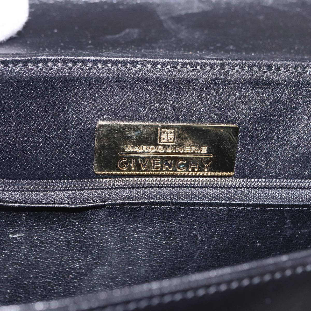 GIVENCHY Hand Bag Leather Black Gold Auth BA14377