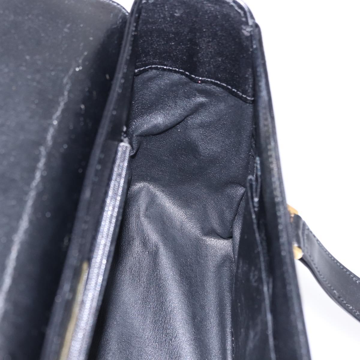 GIVENCHY Hand Bag Leather Black Gold Auth BA14377